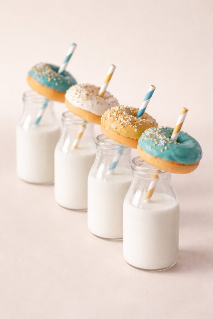 Vista Travel Signature lifestyle experience con donuts color turchese e oro su sfondo neutro minimal